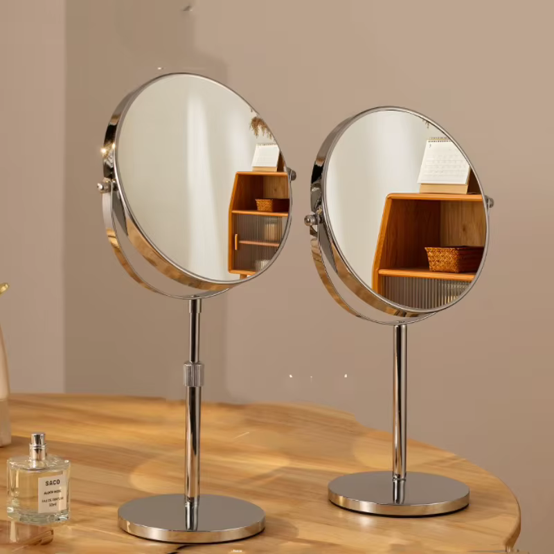 Miroirs muraux de vanité en verre pour salon, miroir sur pied esthétique rond de maquillage, accessoires de décoration pour la maison