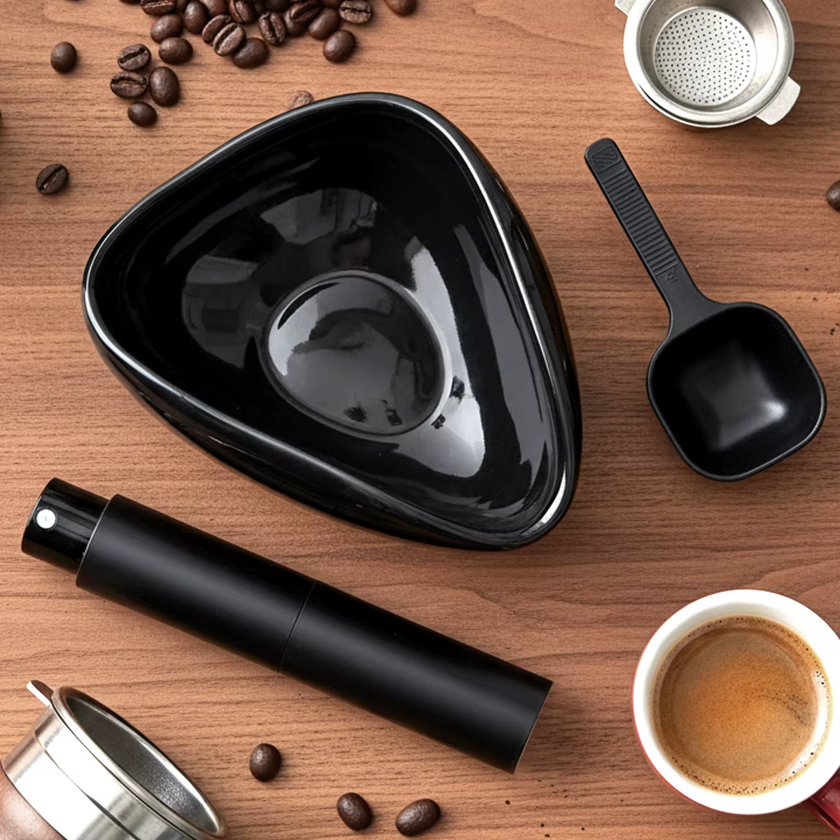 Kit tasse doseuse de grains de café et flacon pulvérisateur – Plateau en céramique