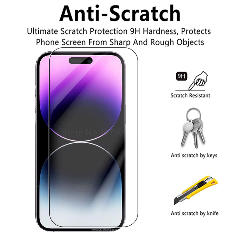 Lot de 4 protections d'écran en verre trempé pour iPhone 15, 16 Pro Max, 17, 17e, iPhone 16E, 14 Pro, iPhone 17 Pro Max
