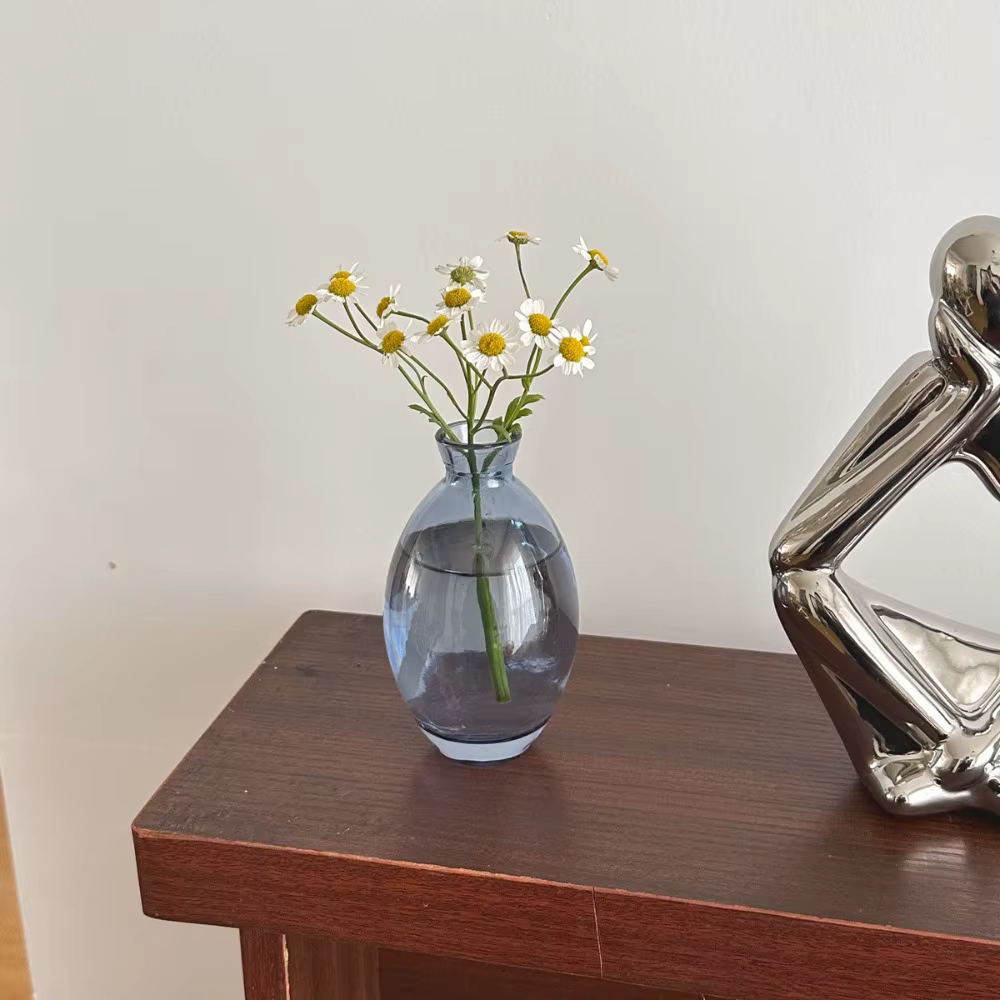Mini vase à fleurs en verre transparent