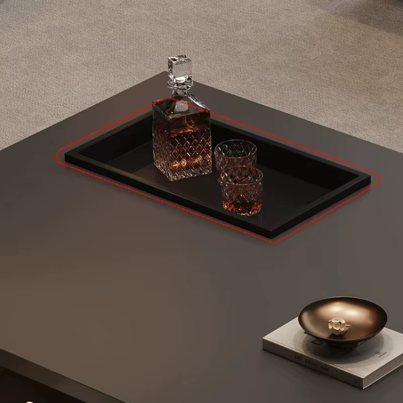 Table basse nordique moderne grande et noire avec rangement