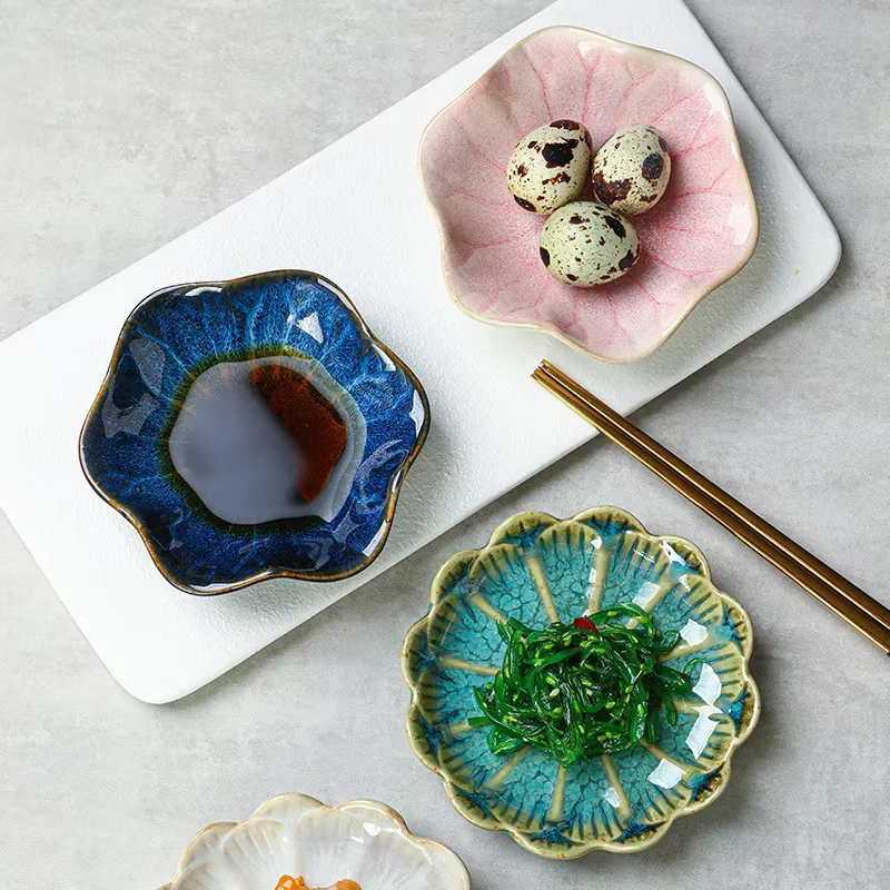 Assiette en céramique japonaise rétro four glaçure Barbecue Mini plat à tremper Sashimi Sushi Sauce soja plats maison bureau Snack assiettes nouveau