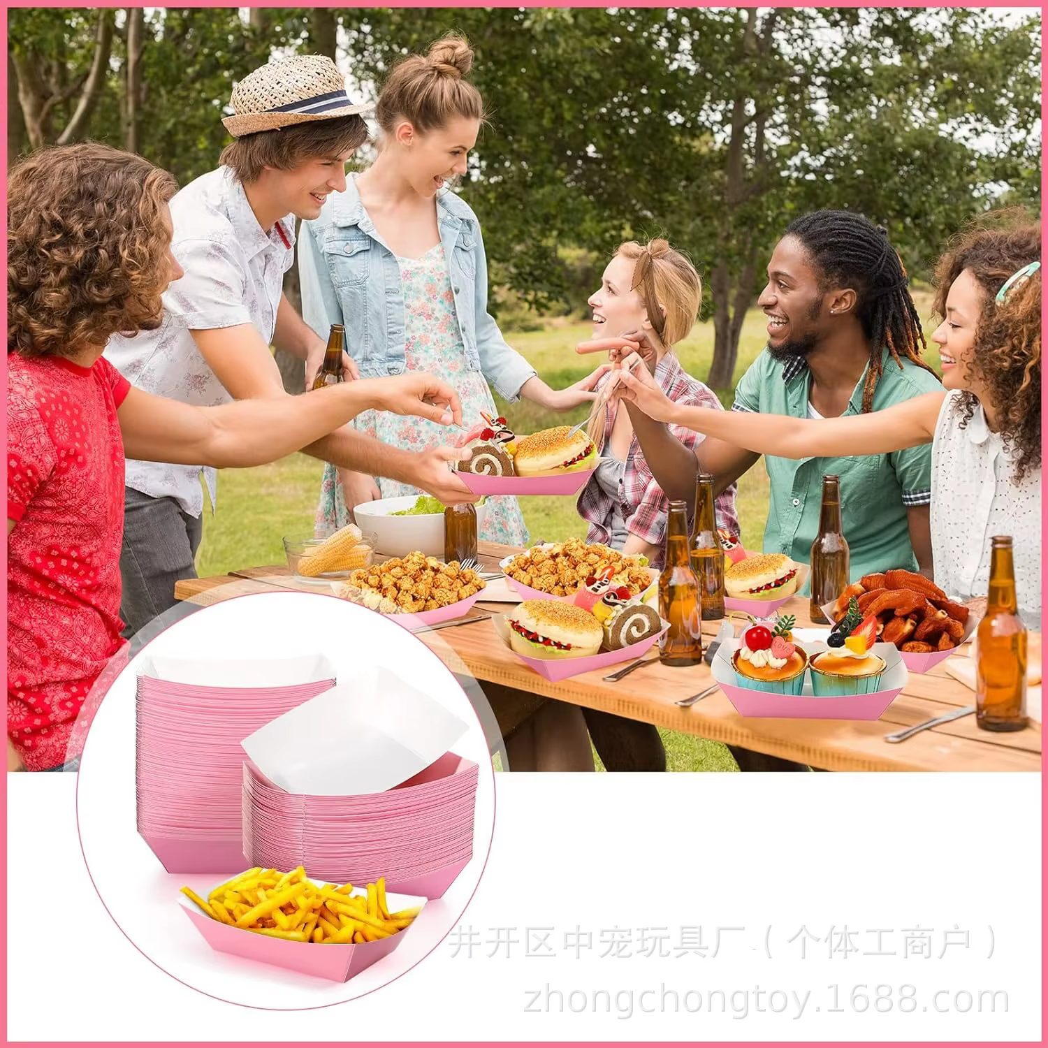 Plateaux alimentaires en papier jetables pour fête