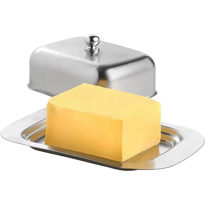Plat à beurre en acier inoxydable avec couvercle, boîte de rangement pour beurre et fromage, plat à fromage, assiette à beurre avec couvercle, porte-beurre, vaisselle de cuisine