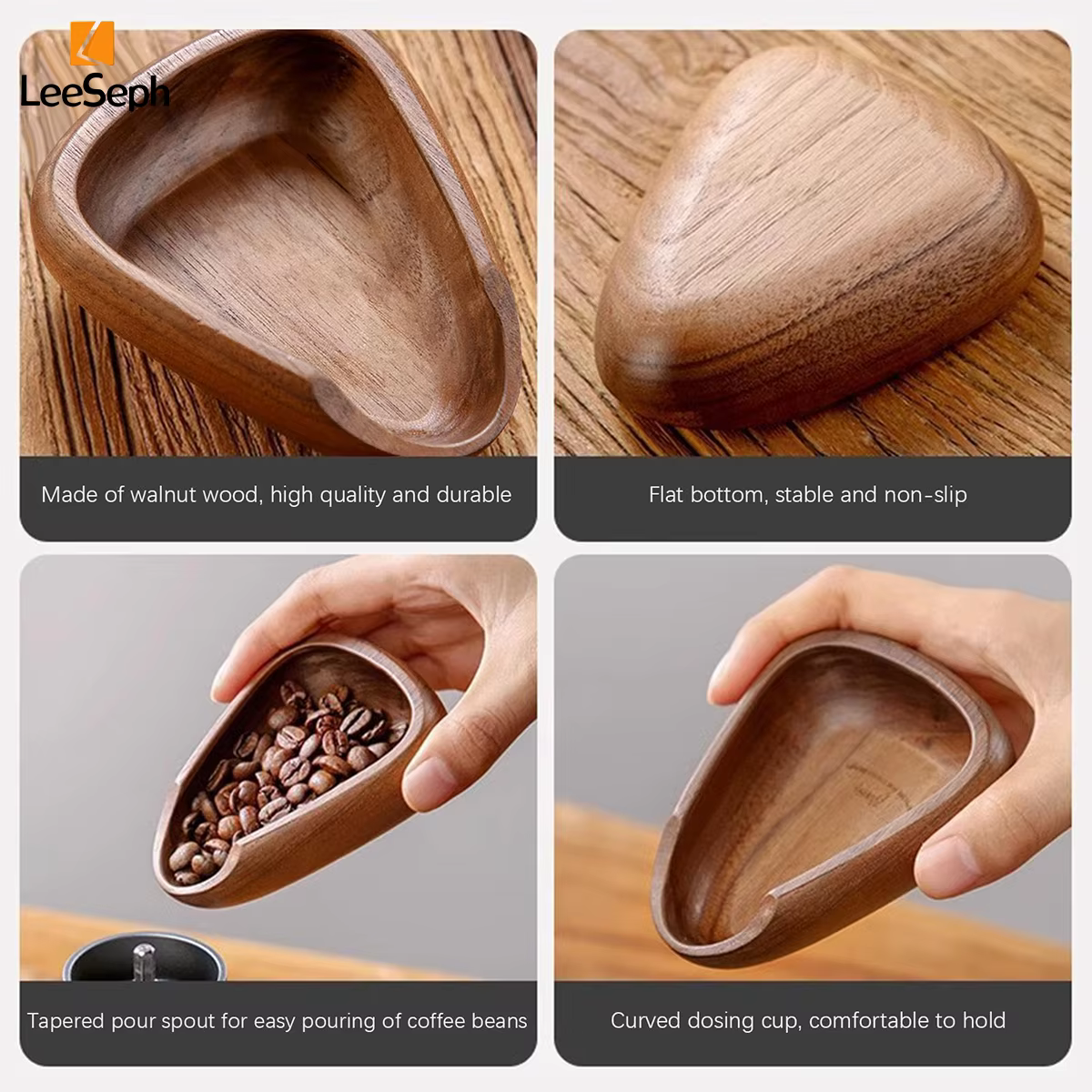 Leeseph – tasse doseuse multifonctionnelle en bois pour grains de café et flacon pulvérisateur léger