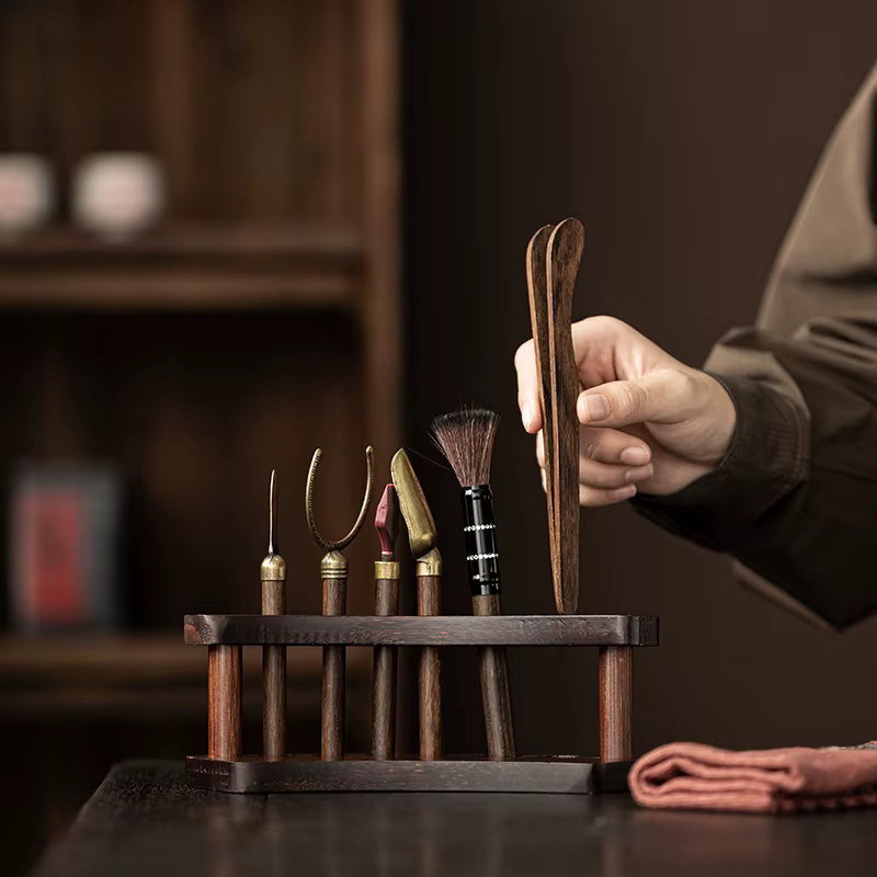 Cérémonie du thé en bois massif six messieurs ensemble Kung Fu service à thé accessoires Daquan plateau de table à thé