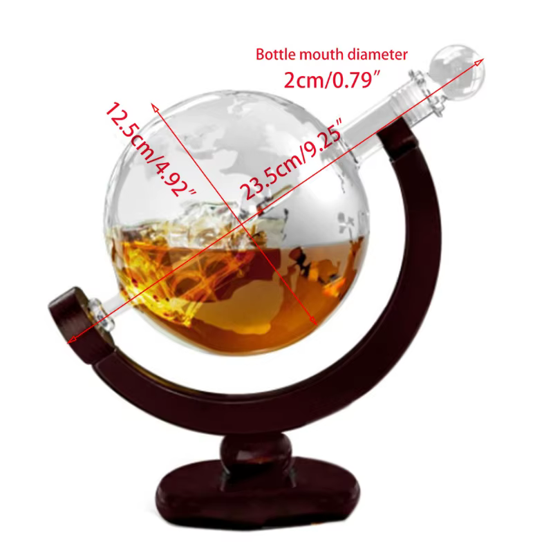 Décanteur à whisky globe brodé personnalisé, carafe à whisky