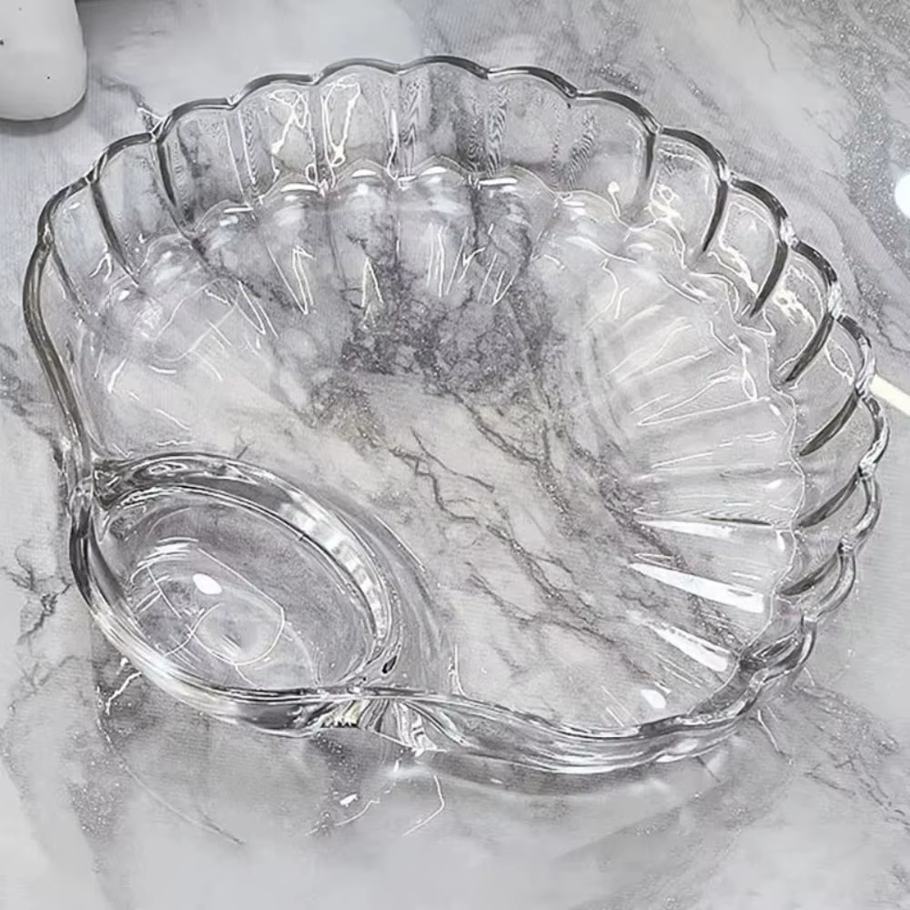 Assiette à boulettes transparente avec disques à vinaigre