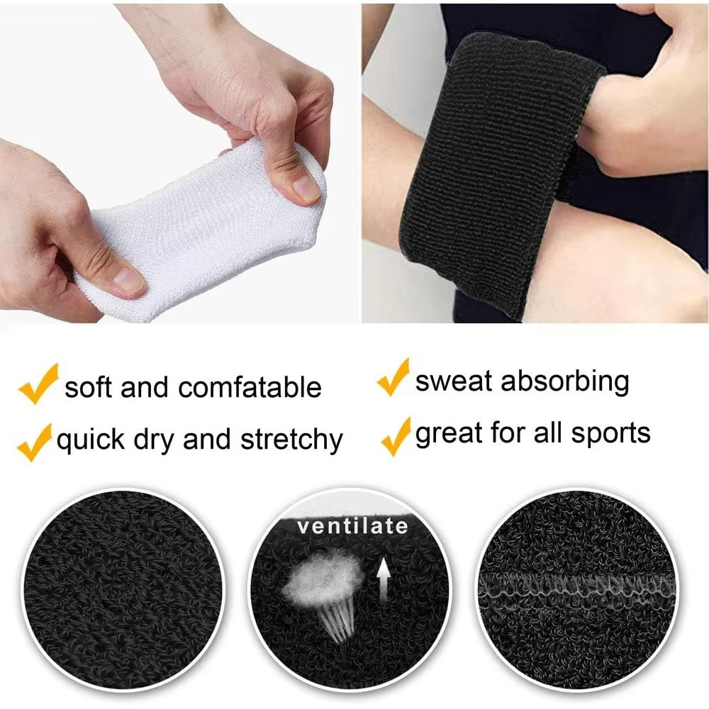 Pack de bracelets de sueur de poignet de sport multicolores uniques pour ligues de basket-ball (noir/jaune/blanc/bleu/rose/rouge/gris)