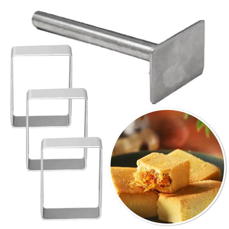 Moule à biscuits et à gâteaux en forme de rectangle, en acier inoxydable, avec poussoir, pour la décoration de gâteaux