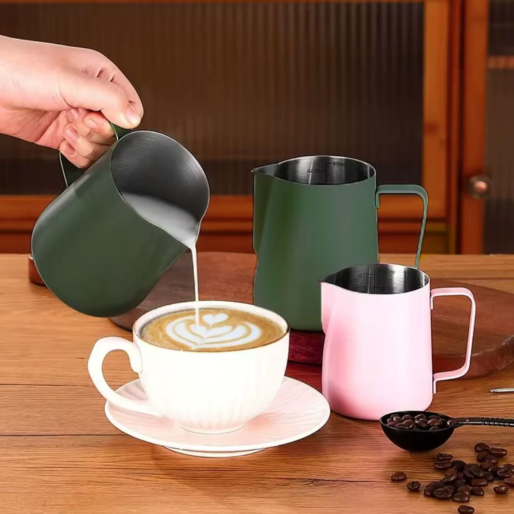 Pichet à mousse de lait et de café, 150/350ML, en acier inoxydable 304, échelle précise, haute qualité, Latte Barista, outil de café professionnel
