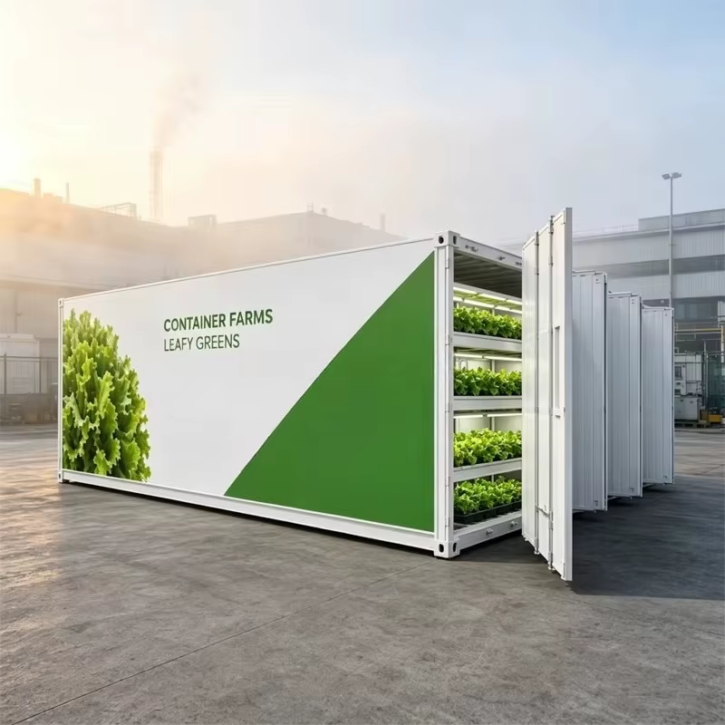 Système de culture hydroponique en conteneur commercial pour laitues, légumes-feuilles et légumes verts – Personnalisable
