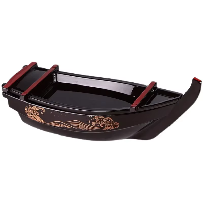 Bateau à Sushi Sashimi noir et rouge