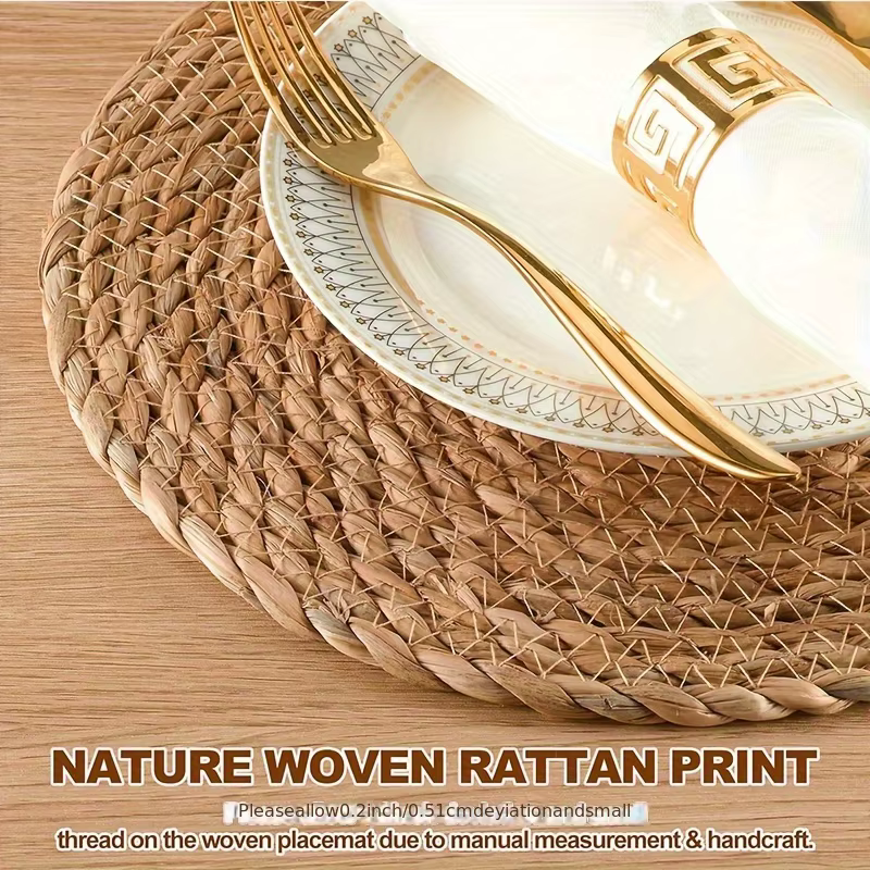Ensemble de sets de napperons ronds en rotin