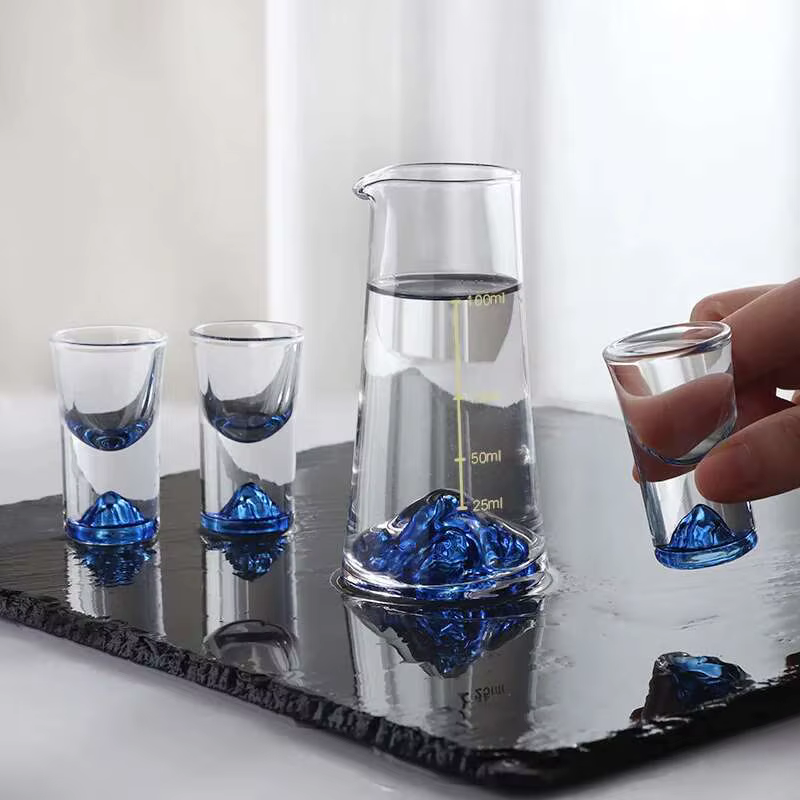 Verre à Shot de montagne en cristal bleu
