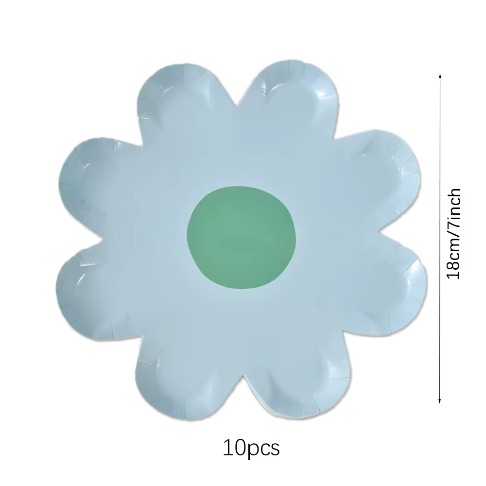 Lot de 10 assiettes jetables en papier motif marguerite pour gâteaux