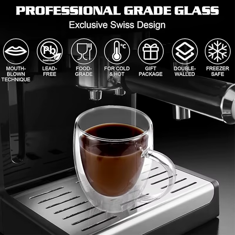 Tasses à café en verre à Double paroi