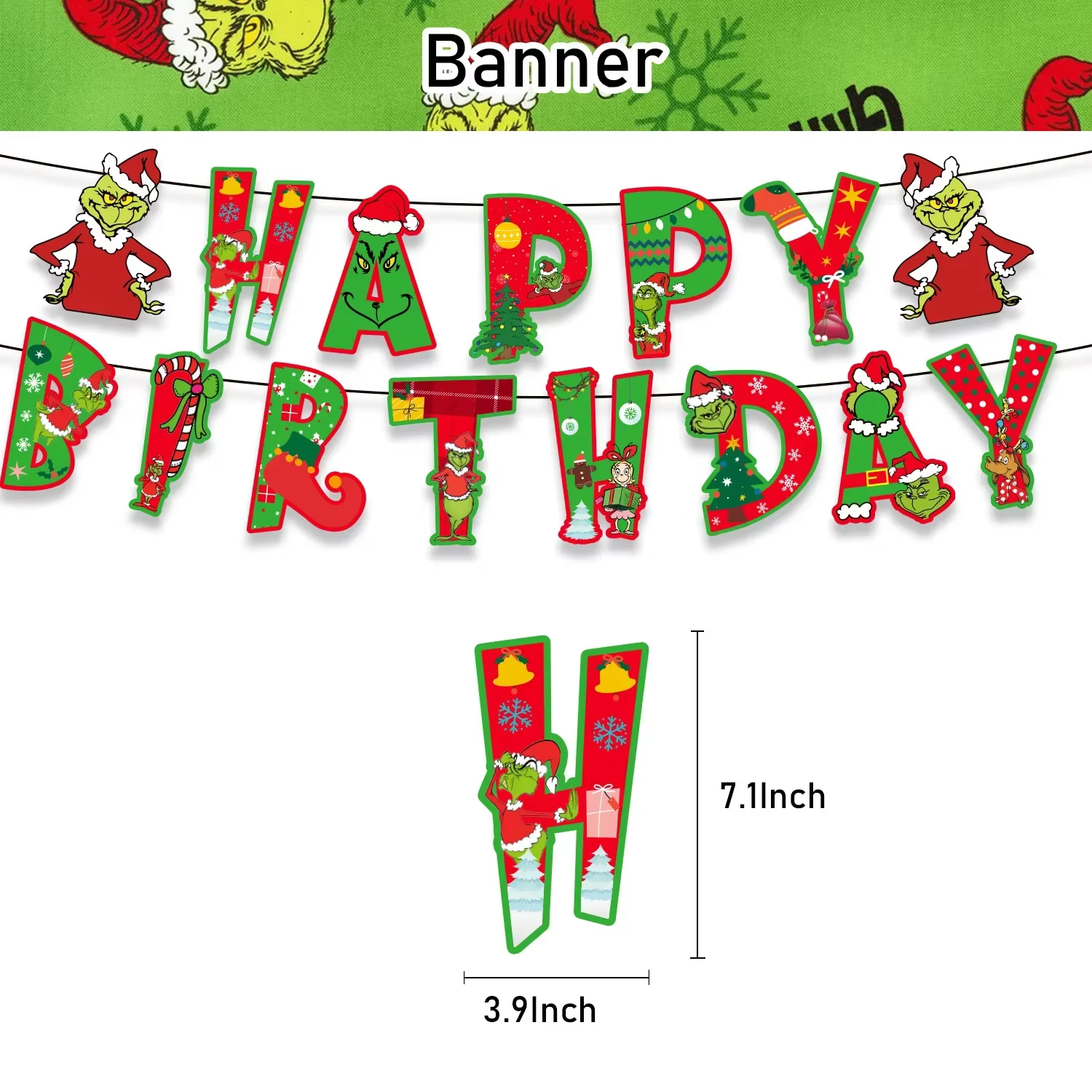 Vaisselle de fête d'anniversaire Grinch de noël