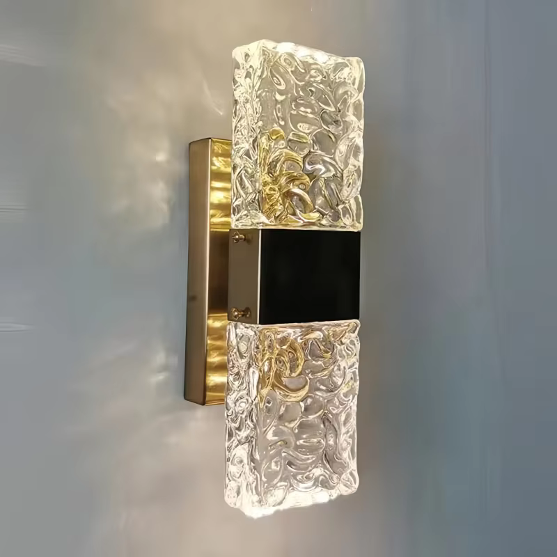 Lampe murale en cristal de luxe postmoderne, lumière en verre, mur de fond de salon, lampe d'escalier d'allée, lampe de chevet simple de chambre à coucher