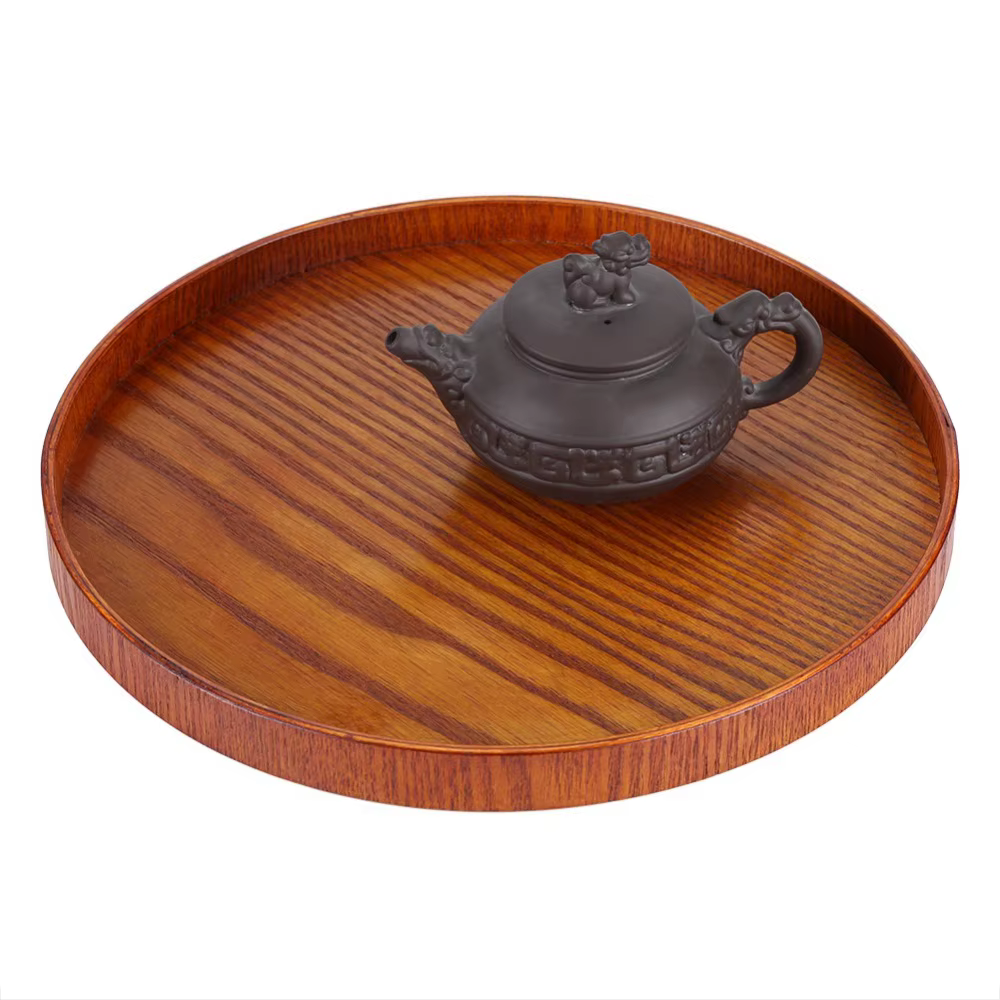 Plateau de service rond en bois