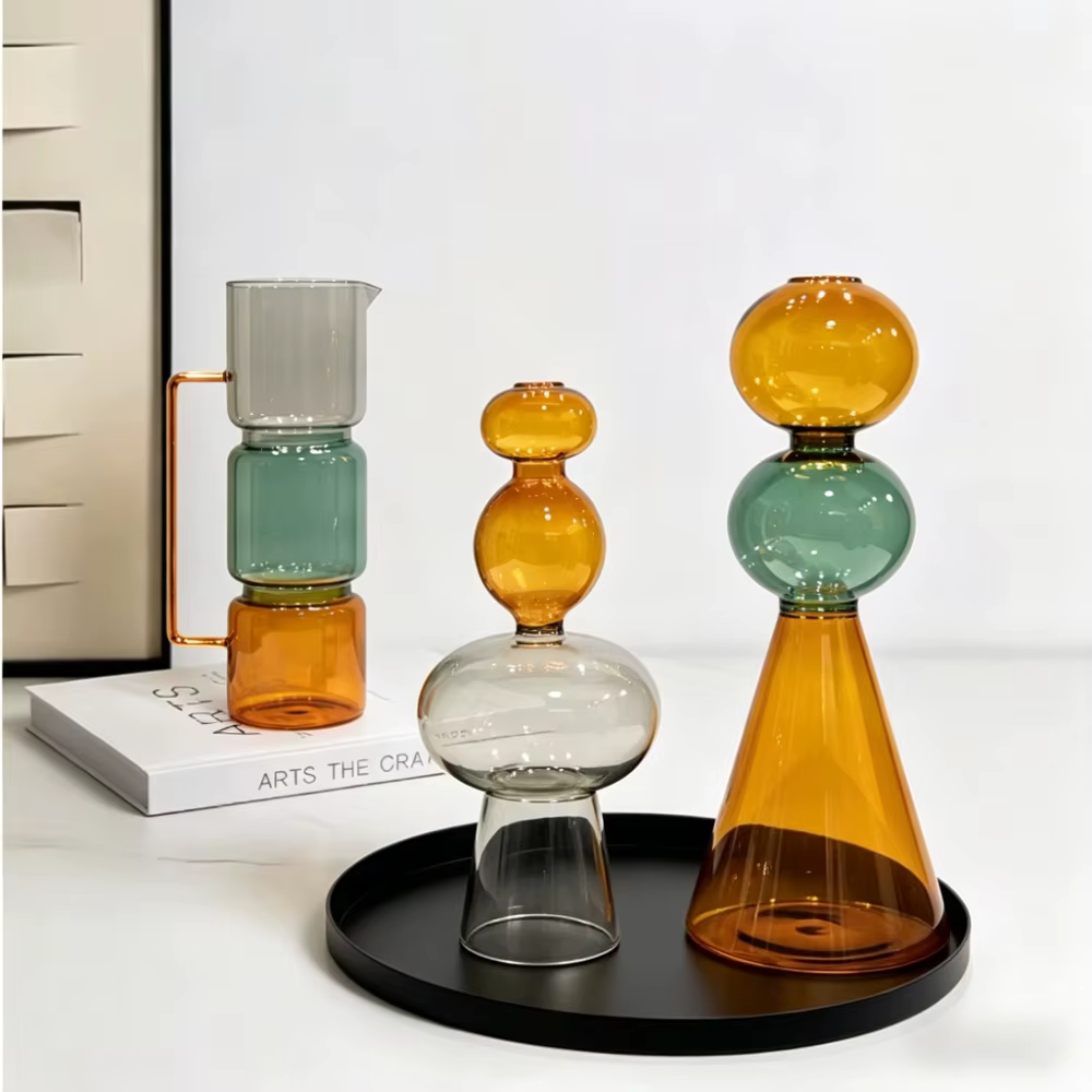 Vase en verre transparent à double couche