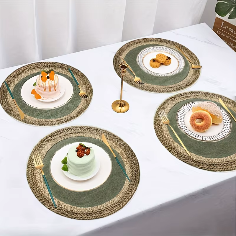Lot de 4 sets de table ronds de style rustique