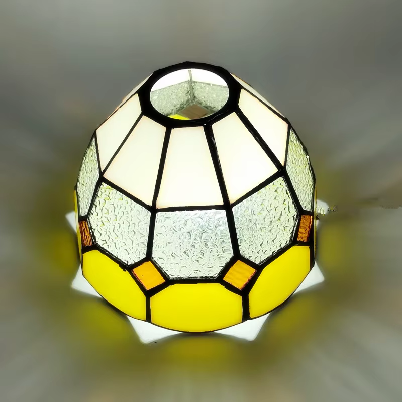 Abat-jour en verre teinté jaune à carreaux de 16 cm pour lampes suspendues, appliques murales, ventilateurs de plafond, remplacement d'abat-jour