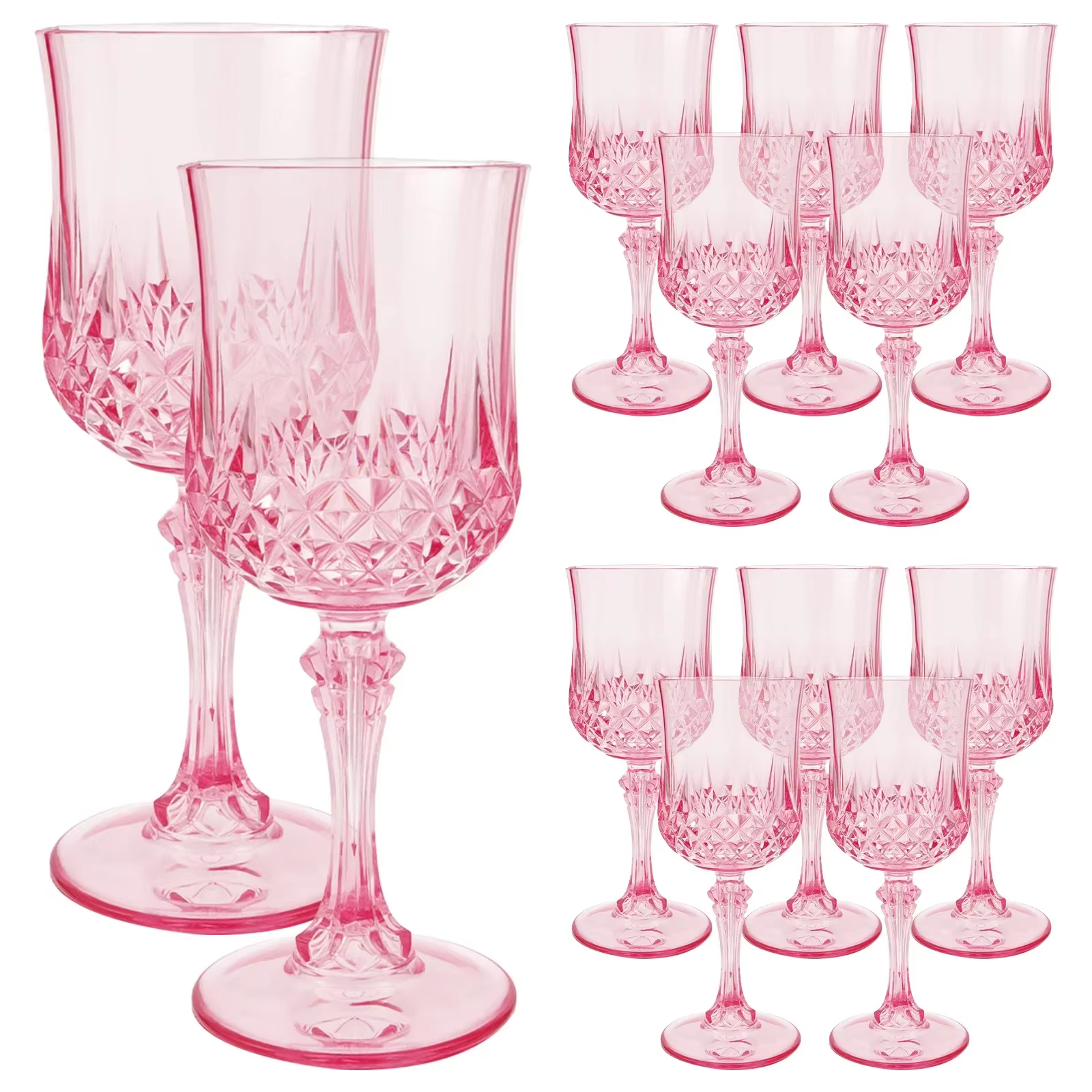 Lot de 12 verres à vin en plastique de haute qualité