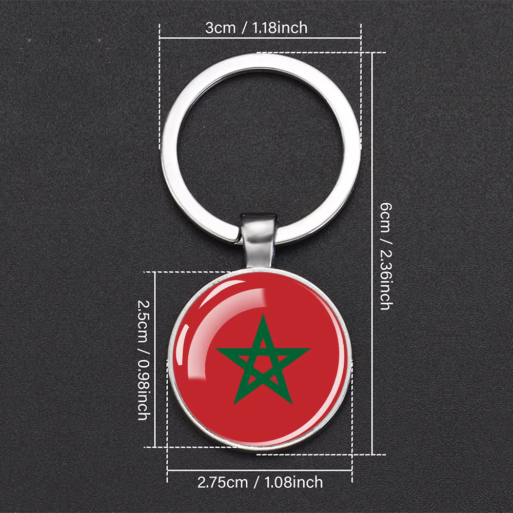 Porte-clés en verre double face avec pendentif breton, porte-clés Feel, pays d'Afrique, Algérie, Somalie, Tunisie, Maroc, Égypte