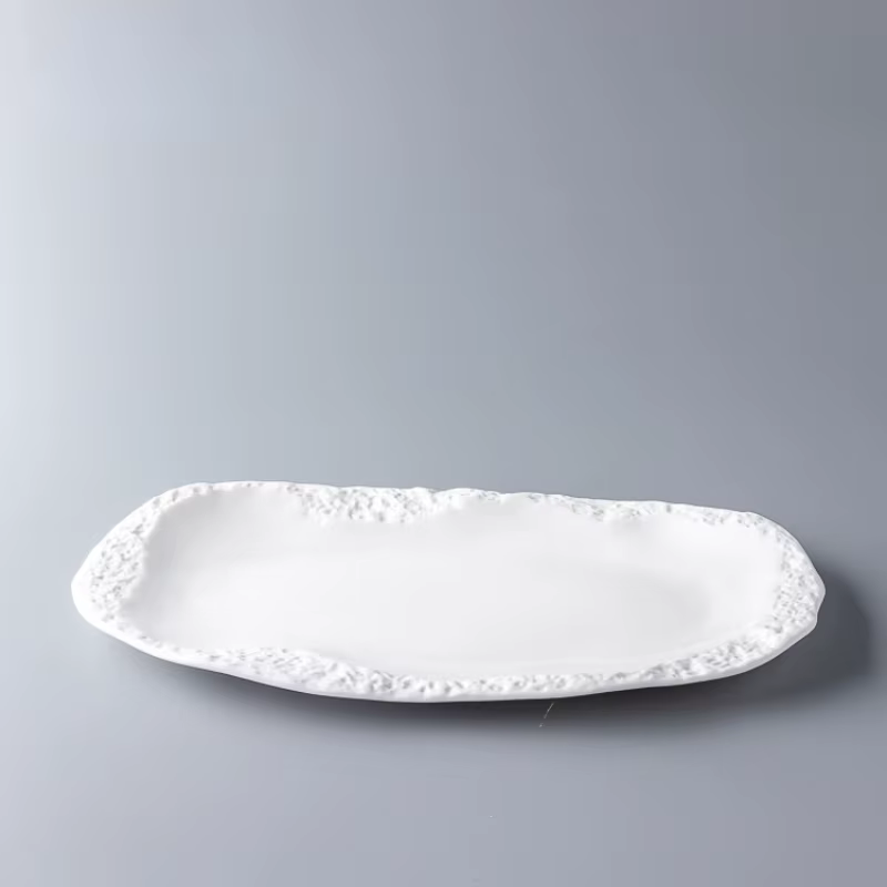Assiette de nourriture occidentale en céramique avec motif de pierre