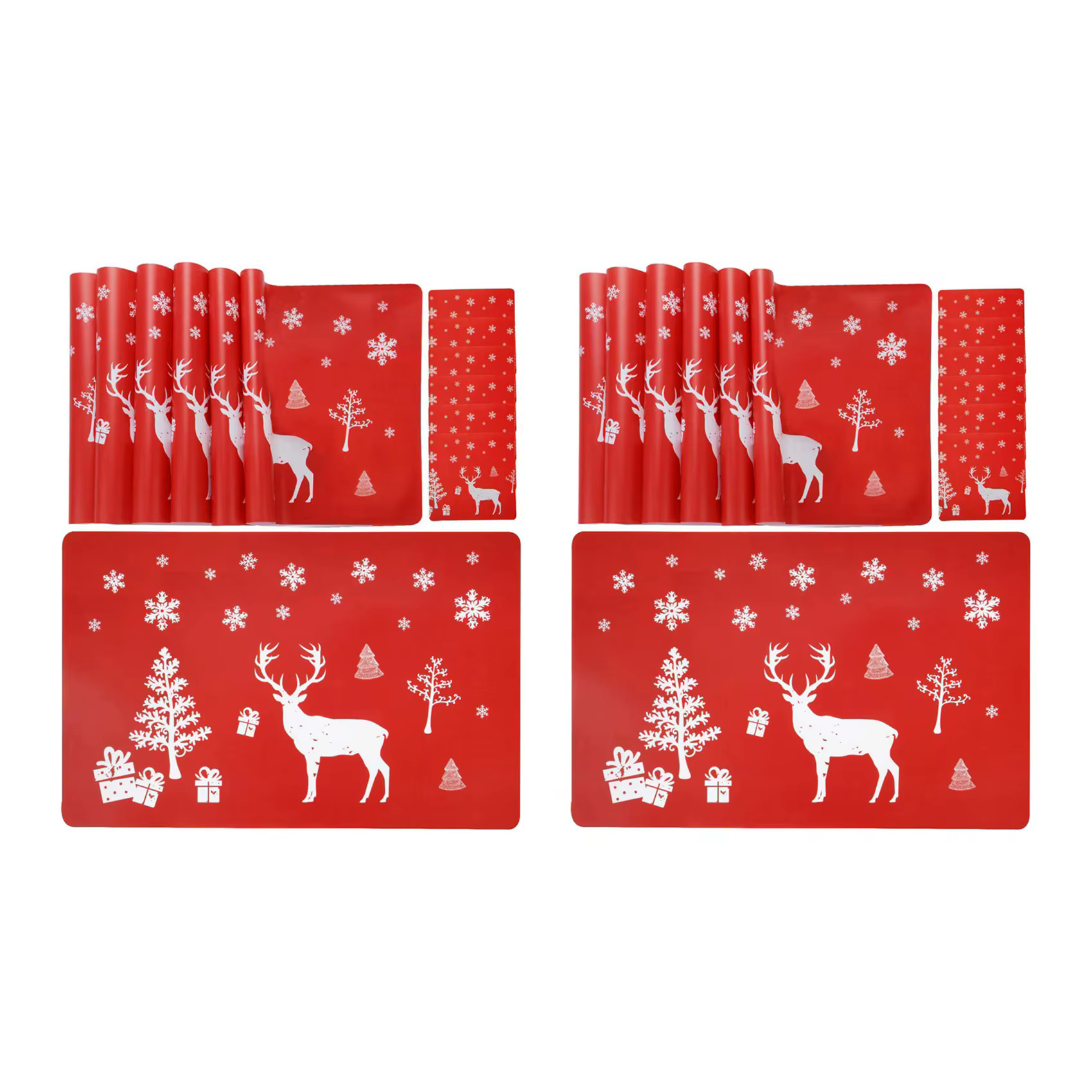 Toile de noël lavable, ensembles de 12 napperons et 12 tasses