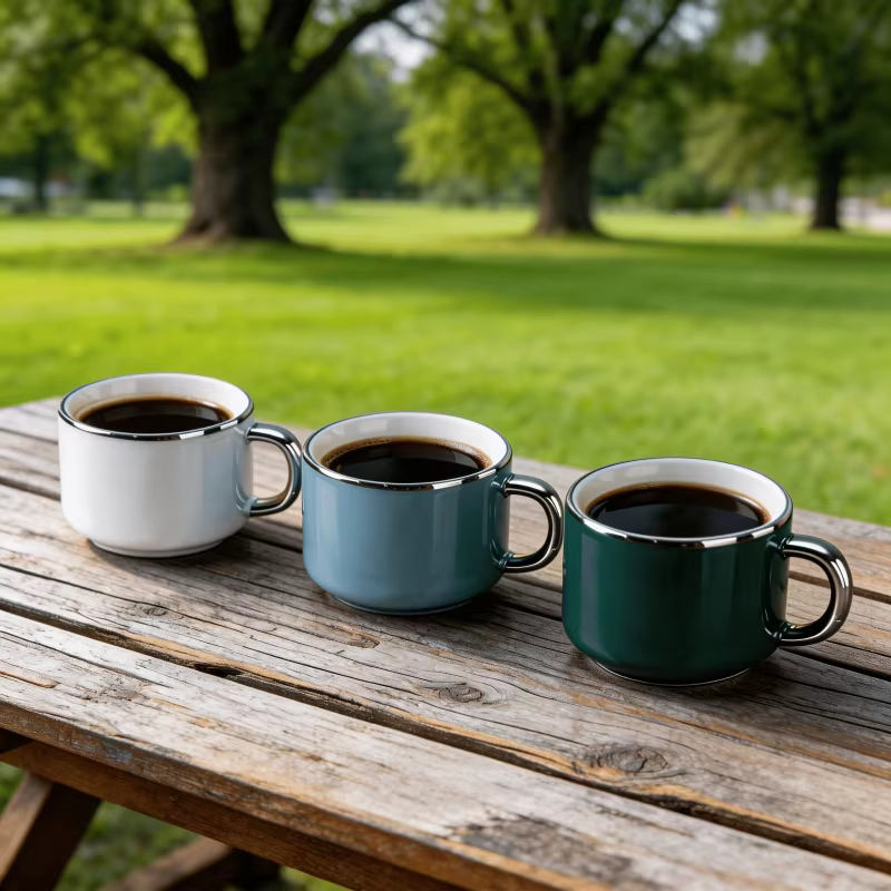 Tasse à café en céramique de 250 ml avec un élégant design à bord argenté