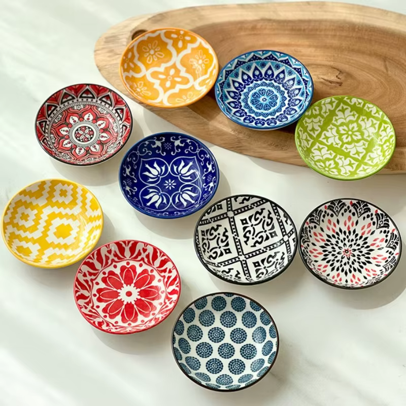 Assiettes à vinaigre en céramique bohème