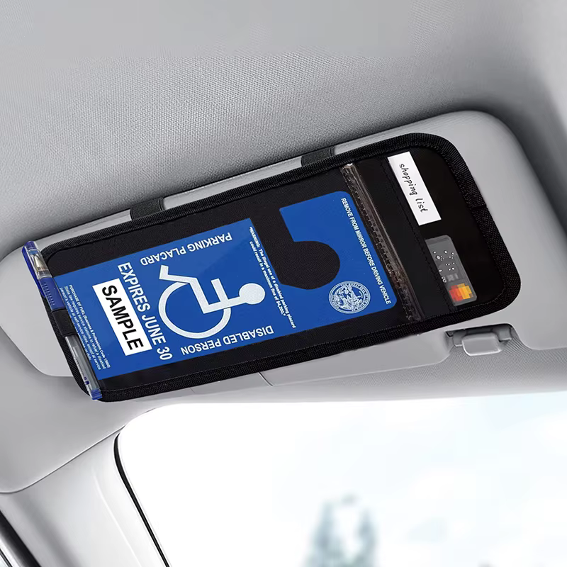Support de plaque de permis de stationnement pour handicapés, 1 pièce, pour pare-soleil de voiture, avec fente pour papier et porte-stylo