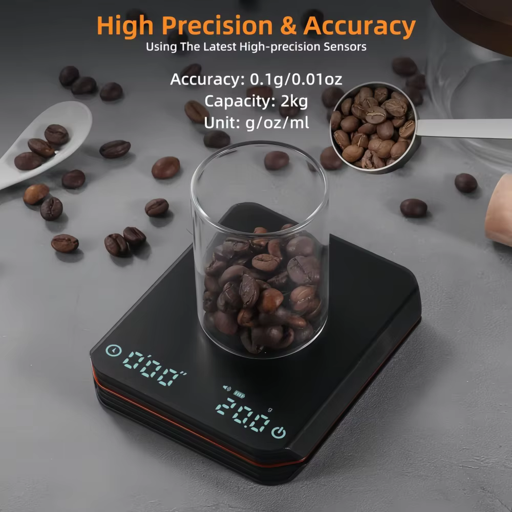 Mini balance à café avec écran LED, charge USB, minuterie, portable, haute précision, professionnelle, pour la maison, la cuisine, le café, accessoires à café