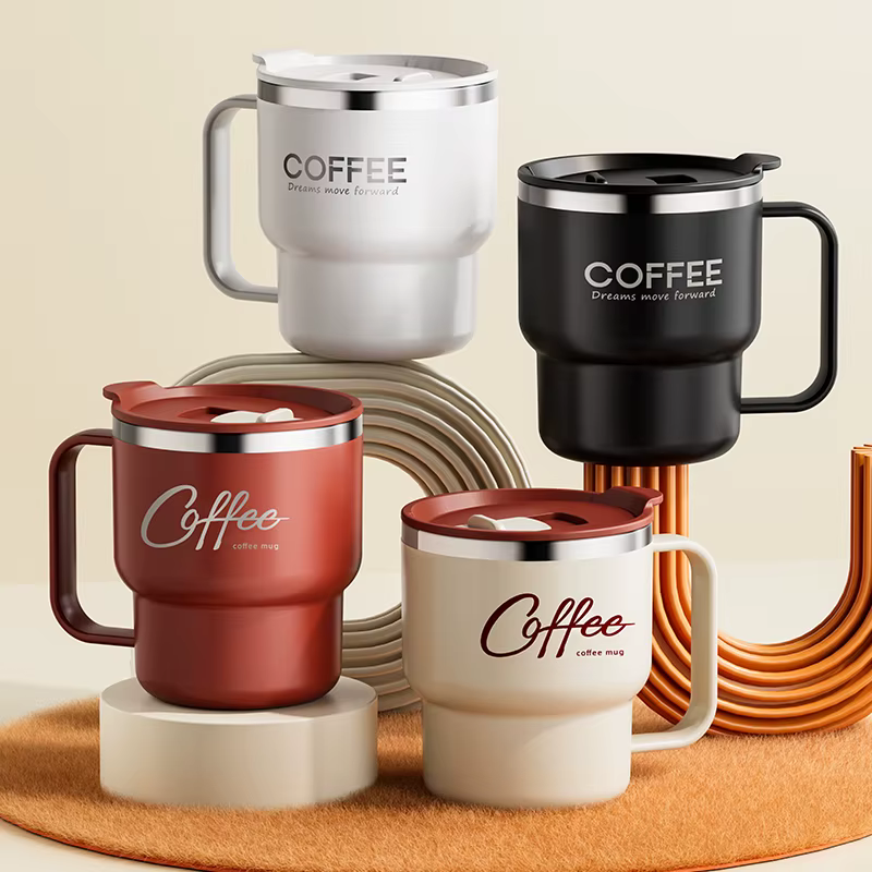 WORTHBUY 304 tasse à café isolée à Double paroi en acier inoxydable avec poignée Portable étudiants