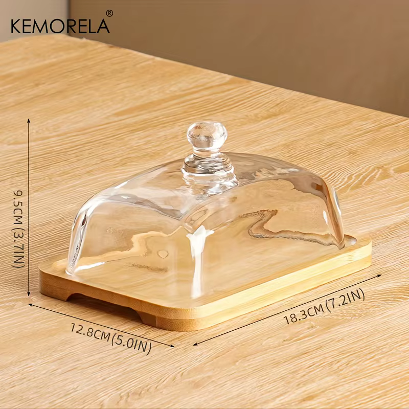 Beurre vintage avec couvercle en verre - Assiette à dîner rectangulaire élégante