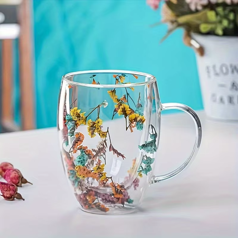 Tasses à café en verre transparent à double paroi