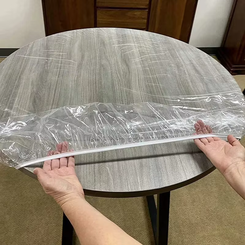 Lot de 10 housses de table rondes transparentes – Protection imperméable et résistante à l'huile pour tables à manger
