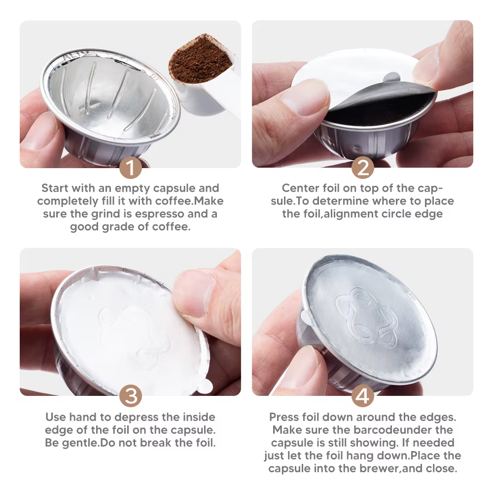 ICafilas Capsules rechargeables dosettes couvercles feuilles d'aluminium autocollants pour Nespresso Vertuo prochain cafetière automatique Machine