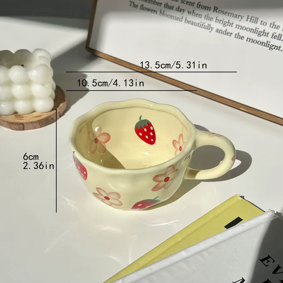 Tasse à café en céramique, tasse à thé au lait à fleurs irrégulières faite à la main, tasse de bureau Simple, tasse à lait pour petit déjeuner à la maison, fournitures de cuisine