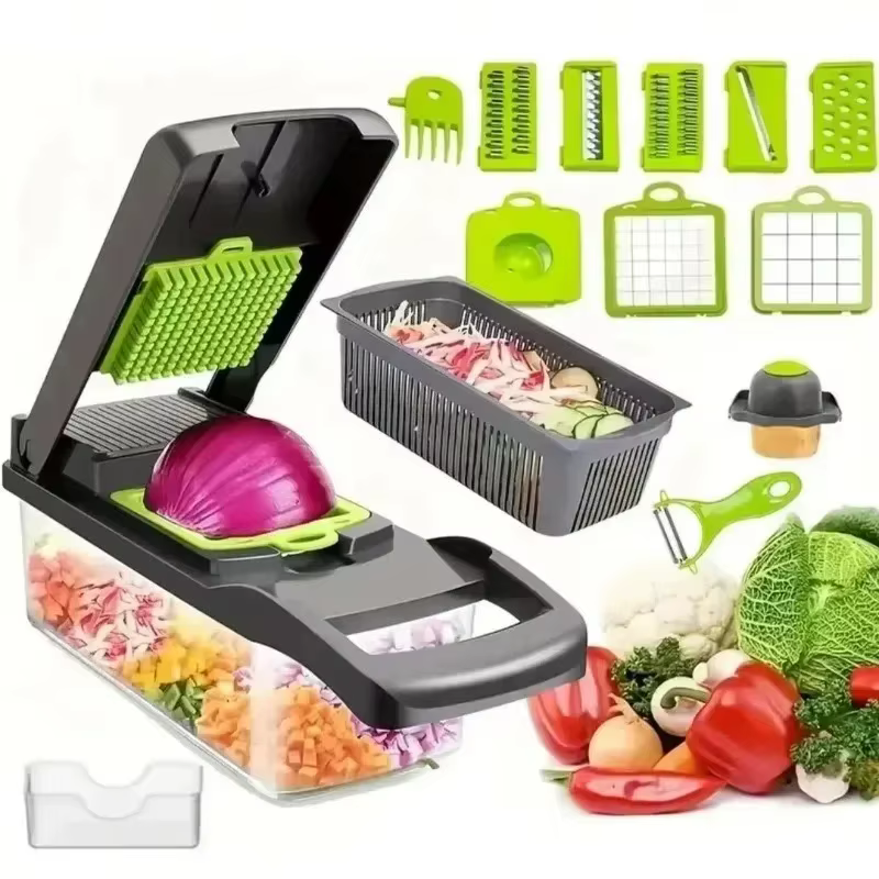 Ensemble de 16 couteaux de qualité supérieure, antiadhésifs, faciles à nettoyer, design compact pour location/cuisine compacte, lames amovibles, utilisation efficace de l'espace
