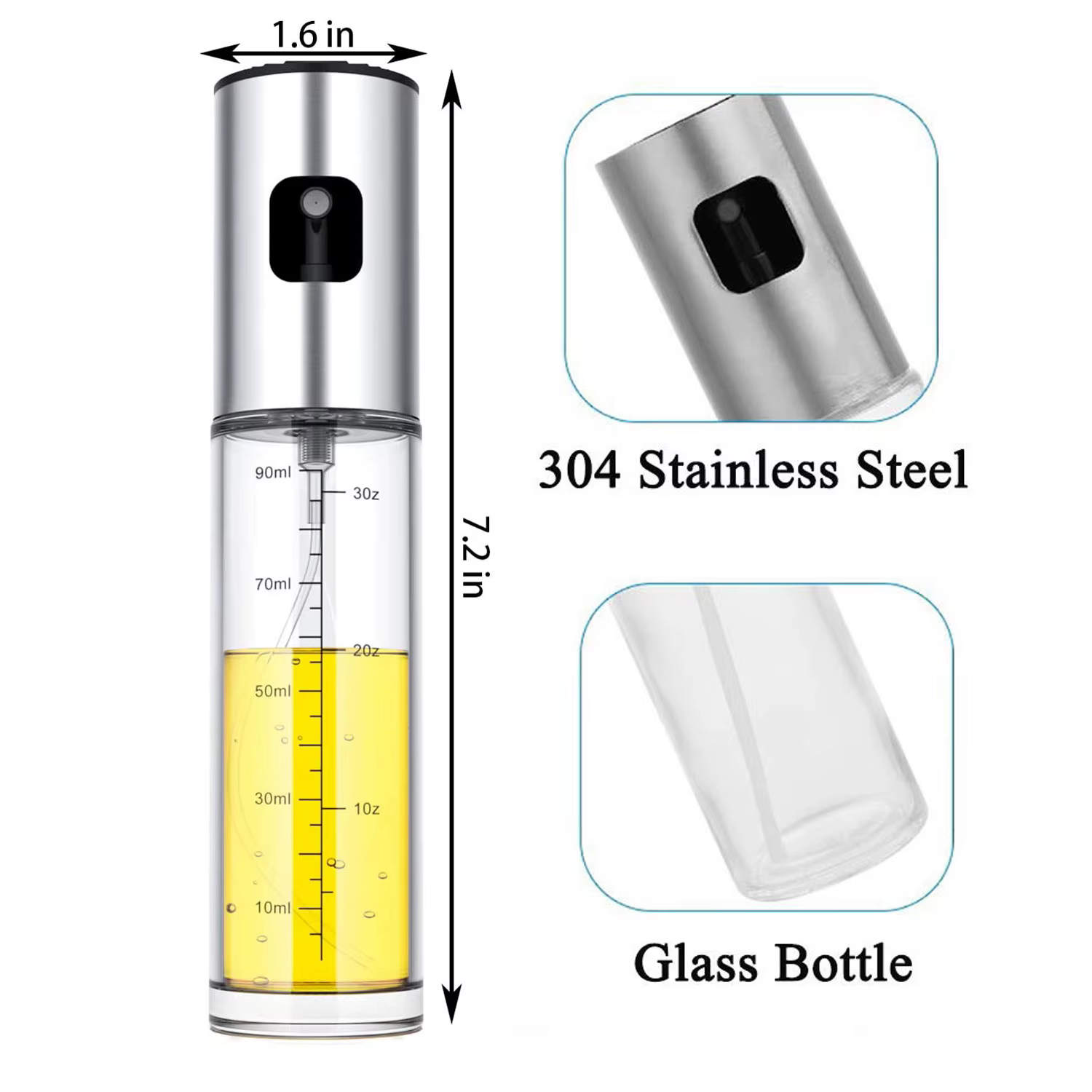 Bouteille distributeur d'huile d'olive en verre