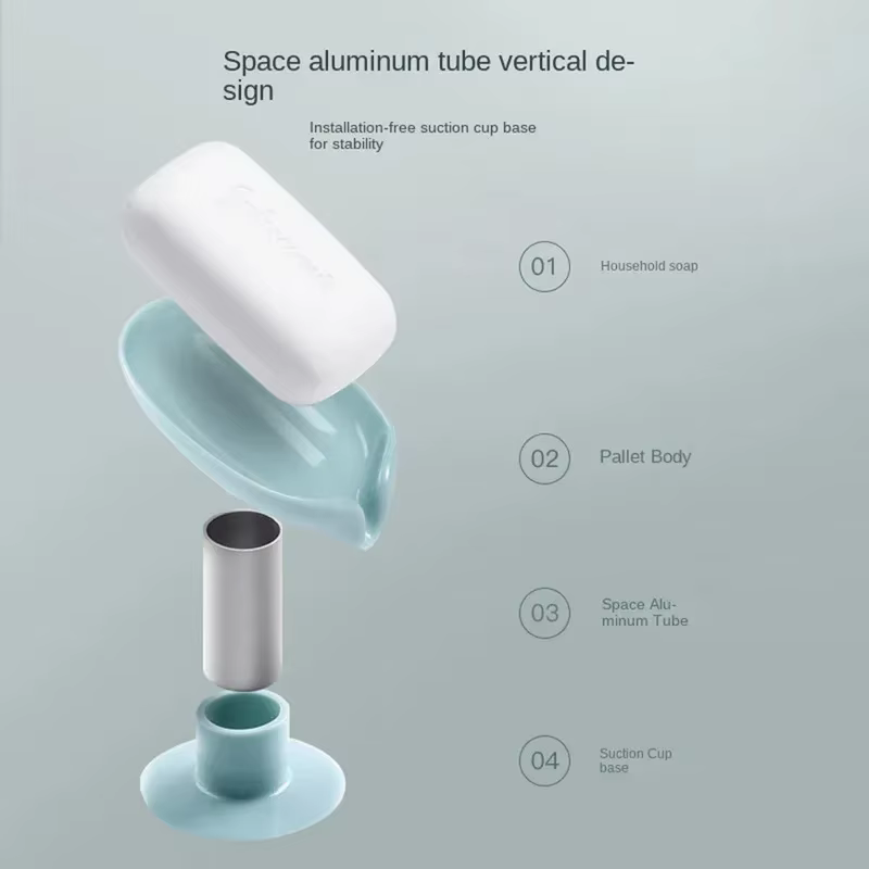 Support de savon drainant en forme de feuille