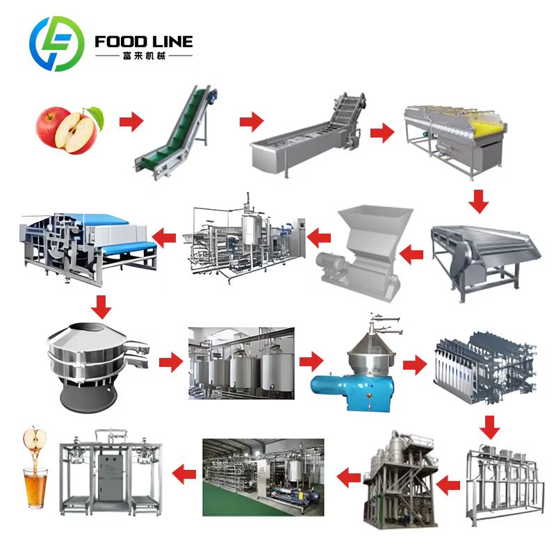 Ligne de production de jus de pomme, machine industrielle de pressage de jus pour le traitement des fruits (pomme, noix de cajou) et des boissons, sur mesure
