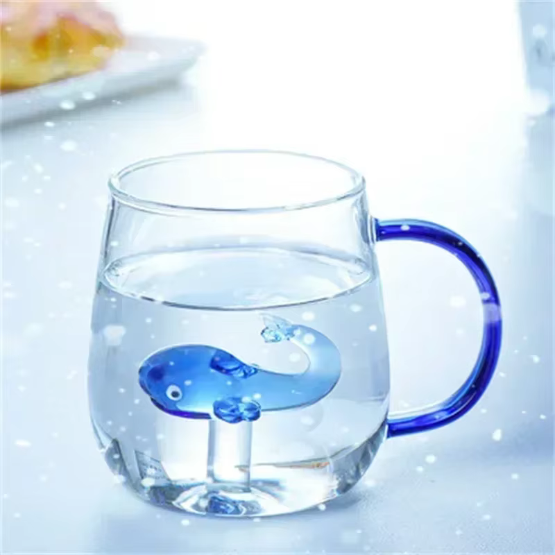Tasse en verre borosilicate simple couche en forme d'animal de dessin animé