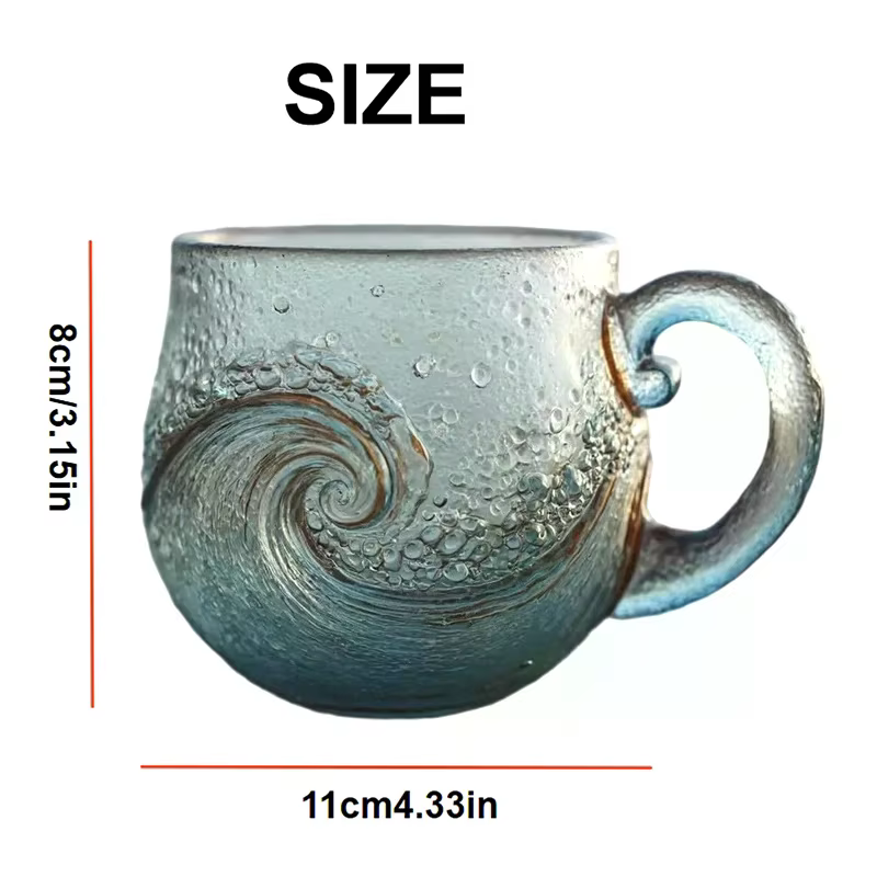 Tasse ondulée en verre de mer 12 Oz