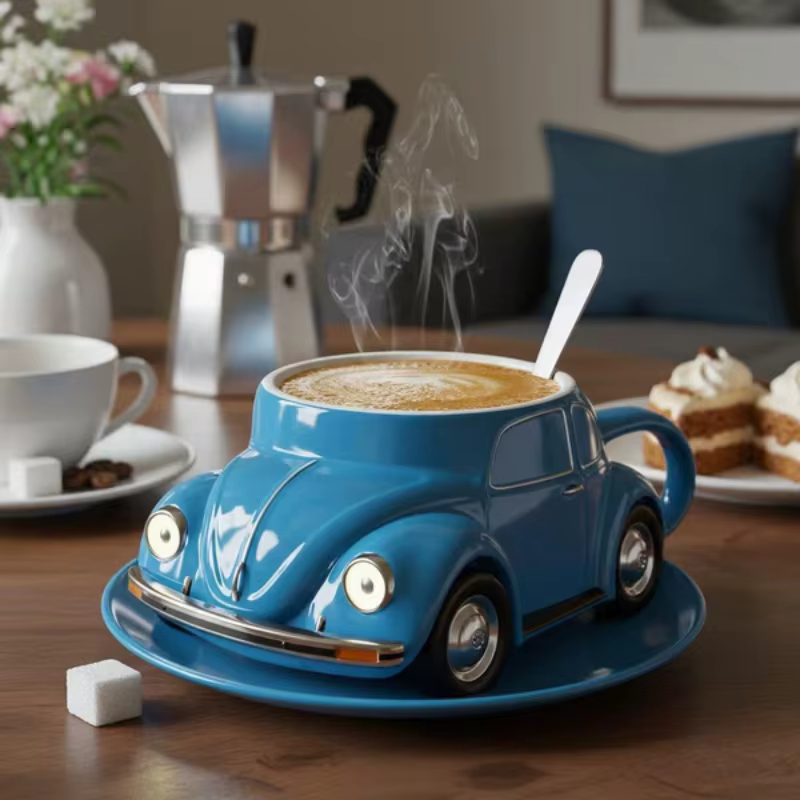 Mug à café créatif rétro en forme de voiture de sport Beetle 300ML avec poignée