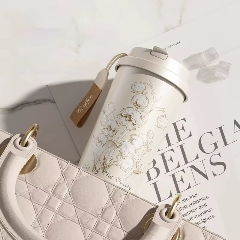 GIANXI Lily Of The Valley Design voyage Portable étanche tasse à café en acier inoxydable bouteille isolée