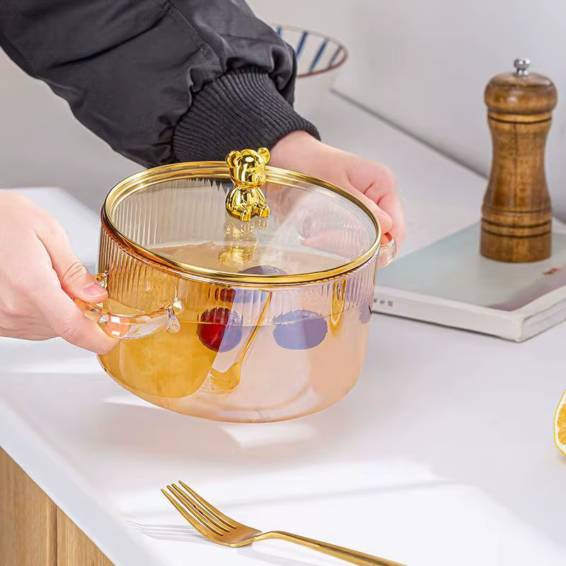 Casserole en verre transparent de 1500ML avec double poignées